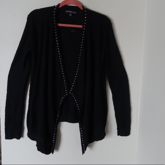 Studded waterfall cardigan black - Picture 3 of 8